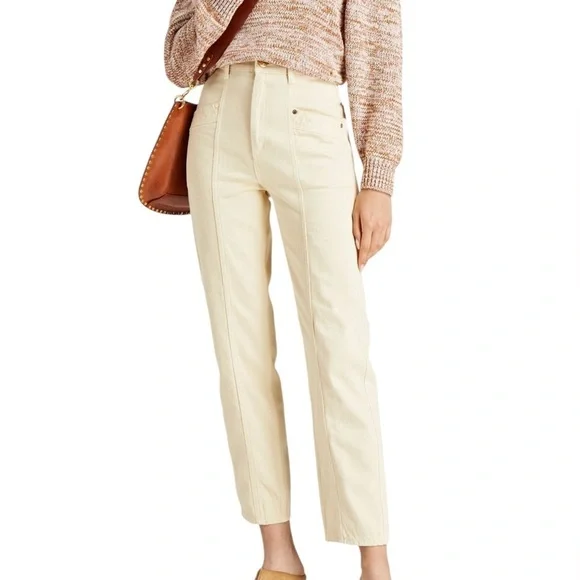 SANDRO NWT Otis High Waisted Barrel Jeans in Ecru/Off White in Sz 30-31